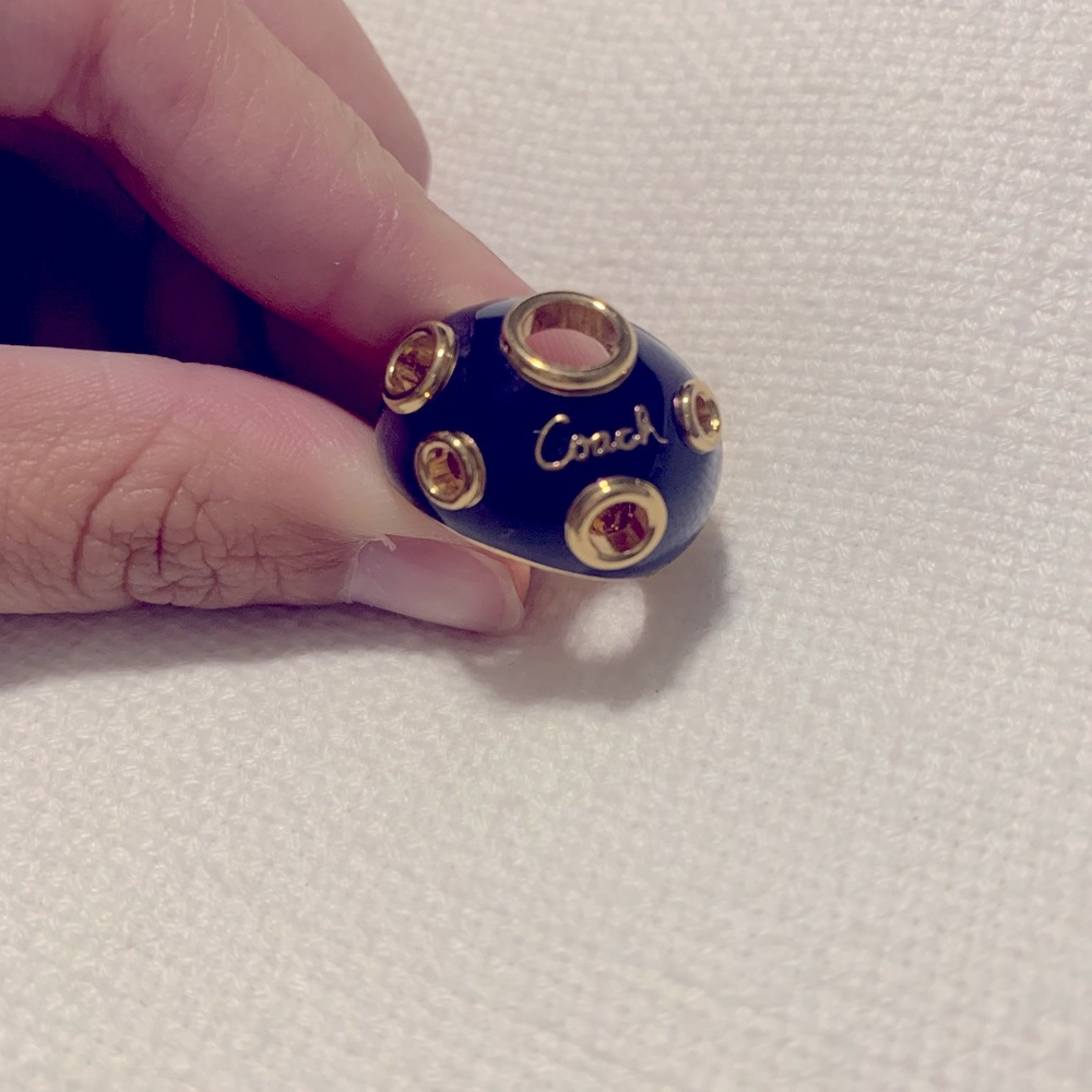 Coach Cen Cushion Women Ring Grommet Gold Navy Enamel